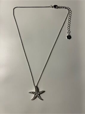 Touchstone Crystal Starfish Necklace SWAROVSKI Crystals Silver tone 16-18 inch